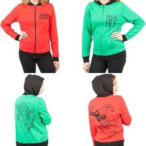 Harley Quinn/Poison Ivy Reversible Zip Up Sweater - junior M